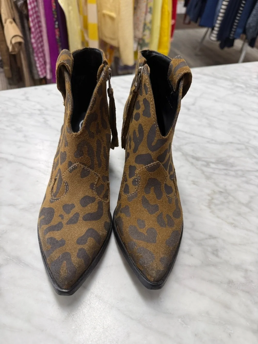 Golo Women's Leopard Suede Interior Zip Ankle Bootie Size 6